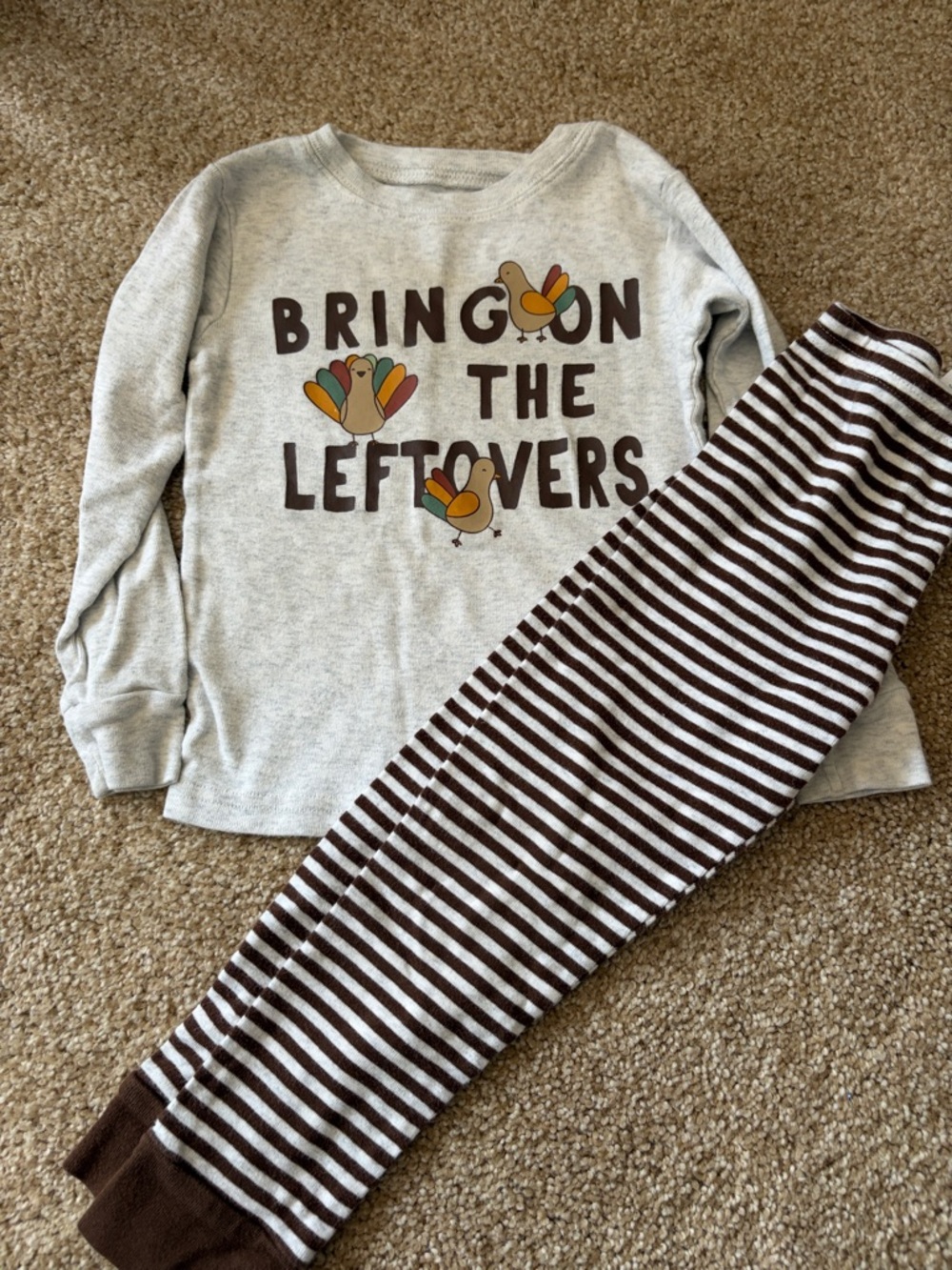 Carter's Cream and Brown 'Bring On The Leftovers' Thanksgiving PJ’s
